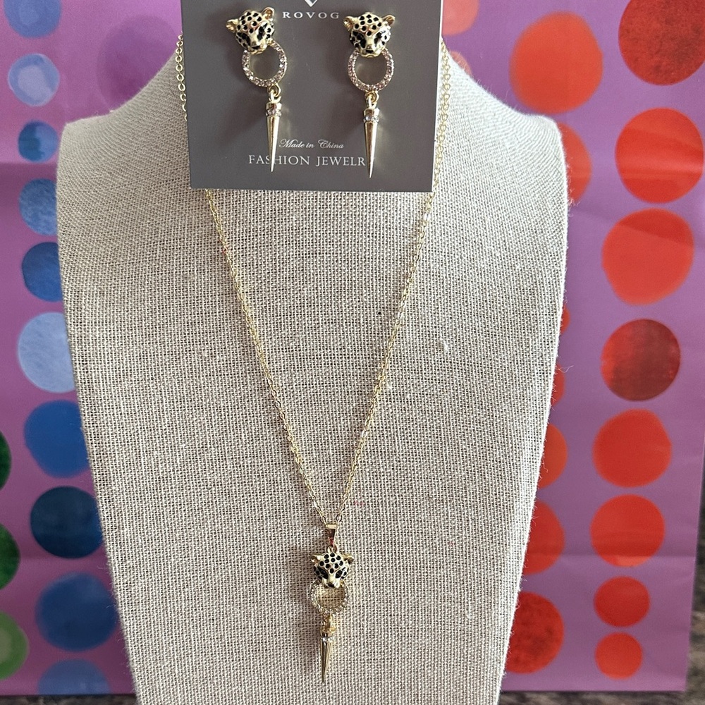 Gold Necklace with Black Accents